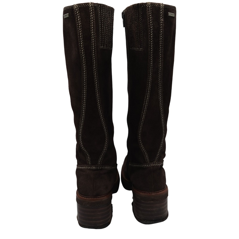 Vintage 2001 Frye Rebel Zip Platform Y2K Womens Dark Brown Suede Tall Boots 7M - Picture 16 of 16